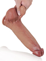 Hugedildo.com Joshua 9-inch Brown Soft Skin Thick Sliding Skin Dildo With Moving Balls