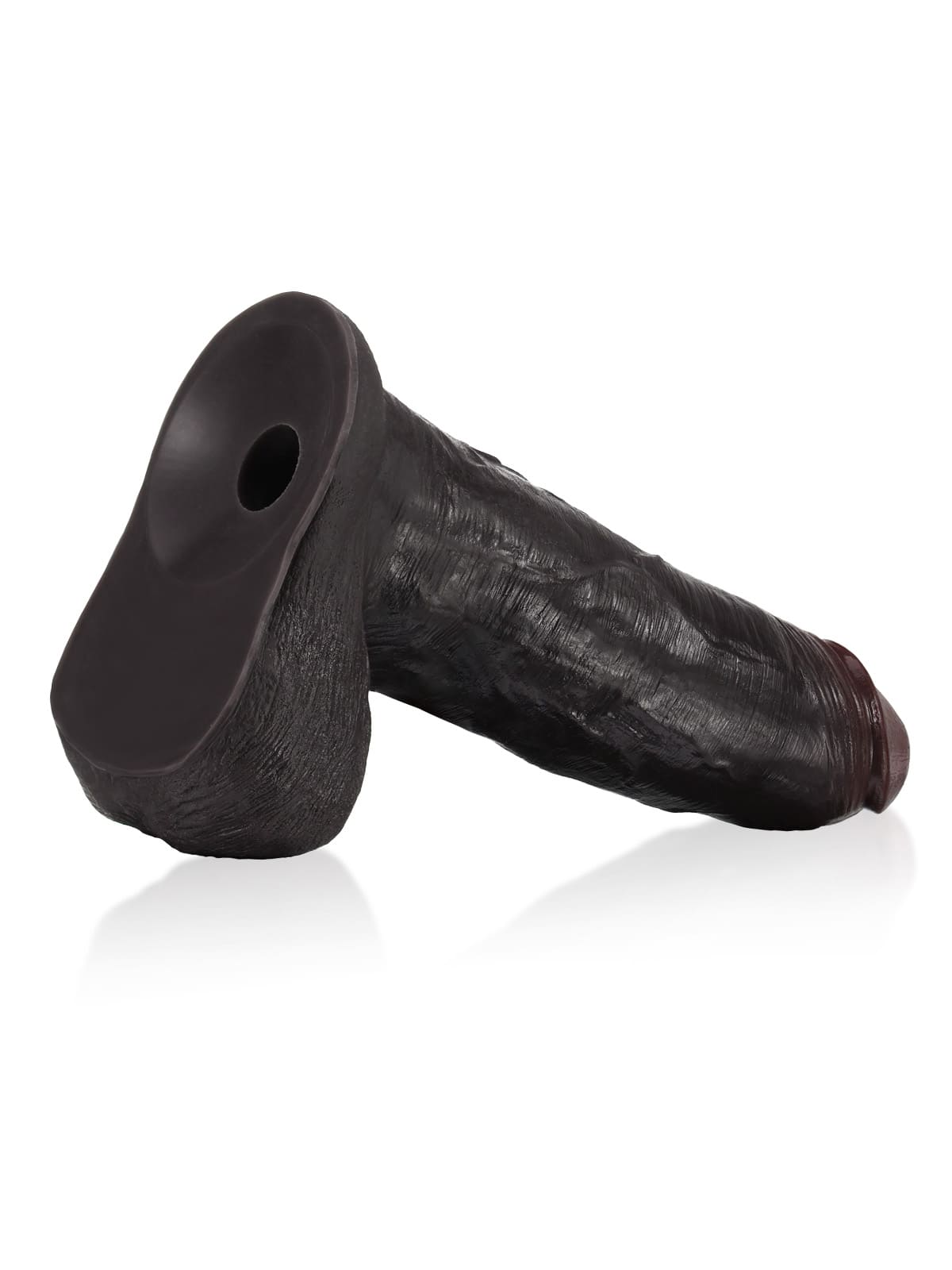 Hugedildo.com Phantom 9-inch Black Sliding Skin Vac-U-Lock Dildo With Moving Balls and Suction Cup