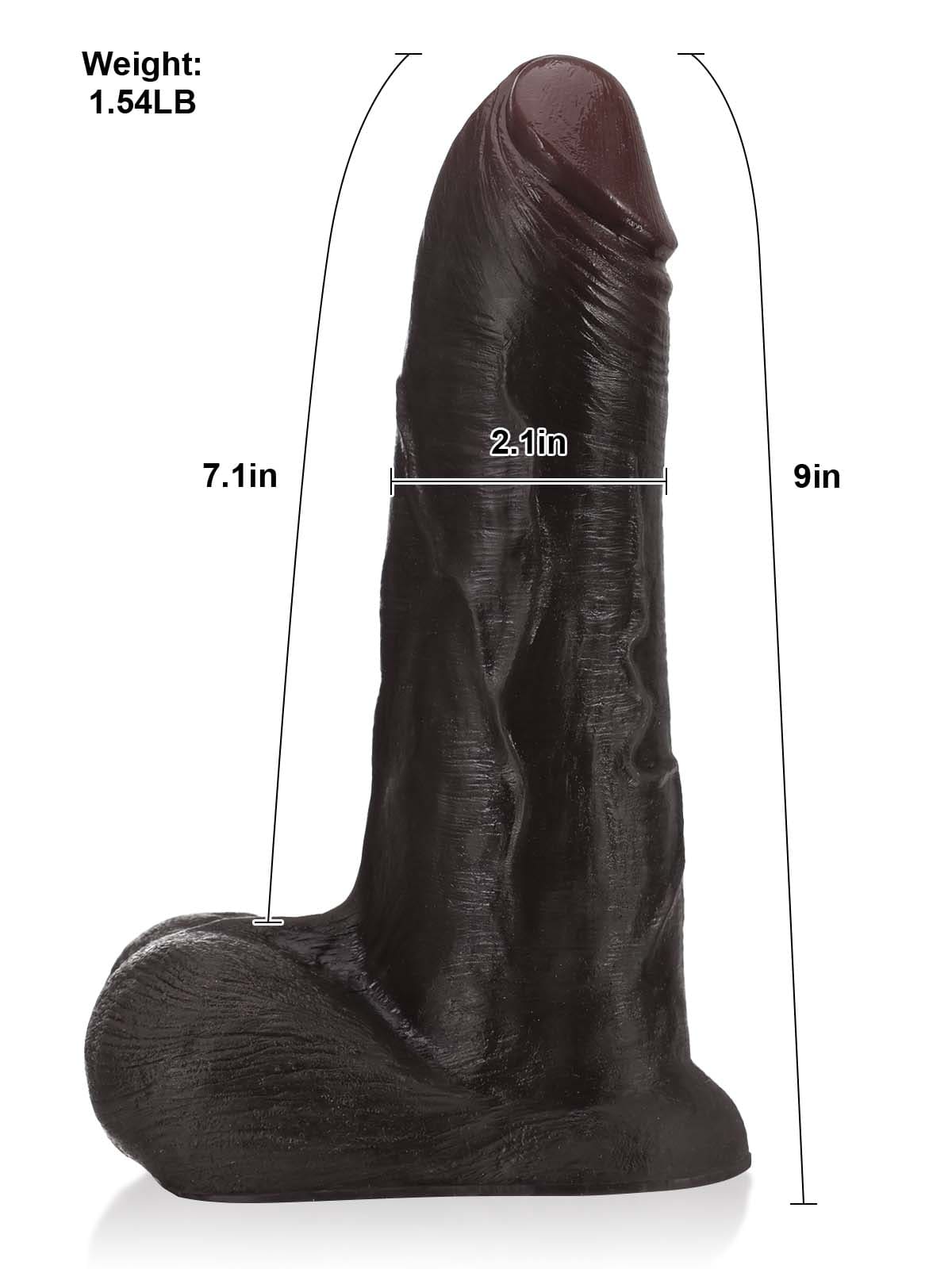 Hugedildo.com Phantom 9-inch Black Sliding Skin Vac-U-Lock Dildo With Moving Balls and Suction Cup