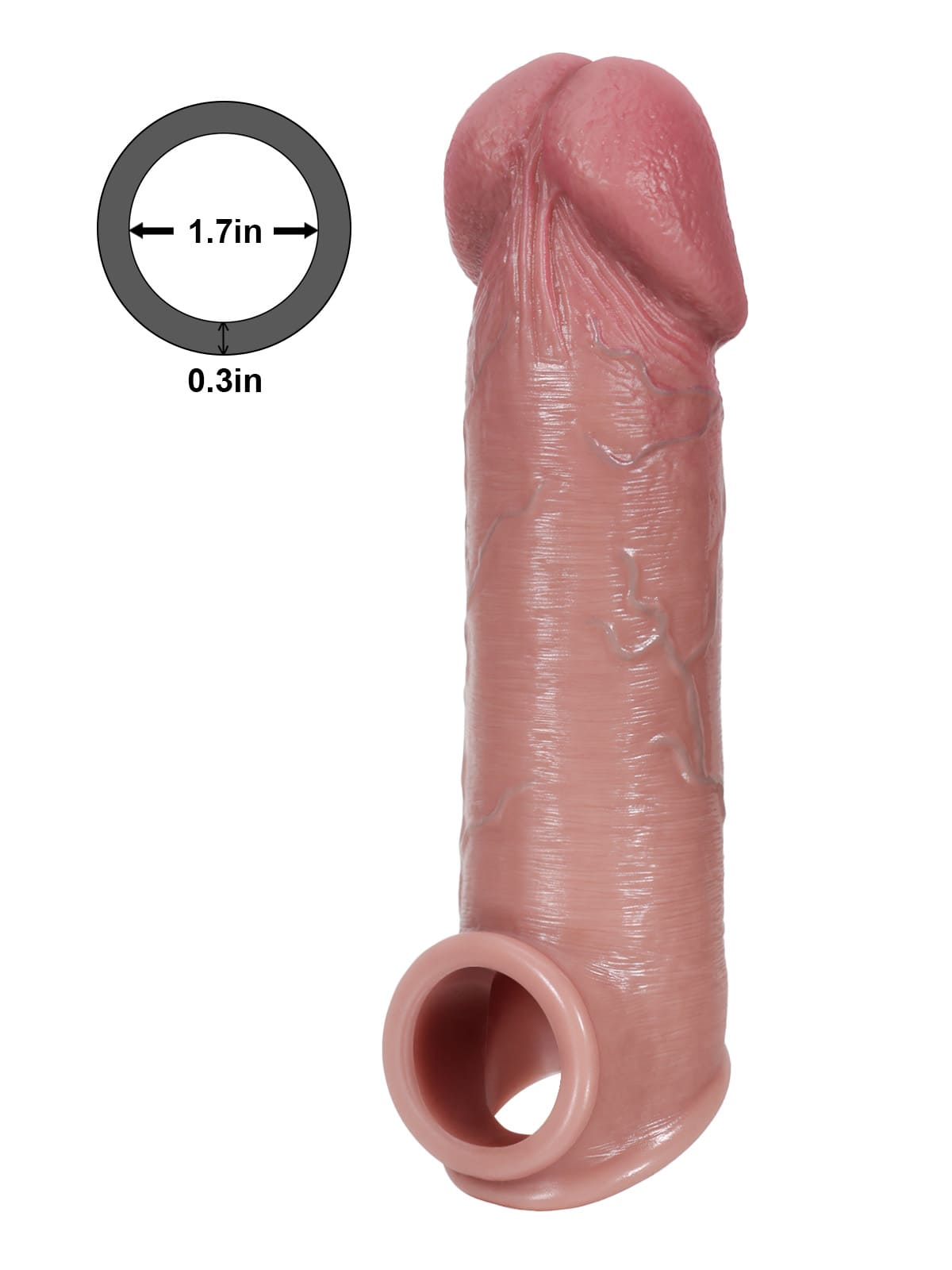 Hugedildo.com Anthony 9-inch Big Glans Realistic Huge Penis Extension Sleeve