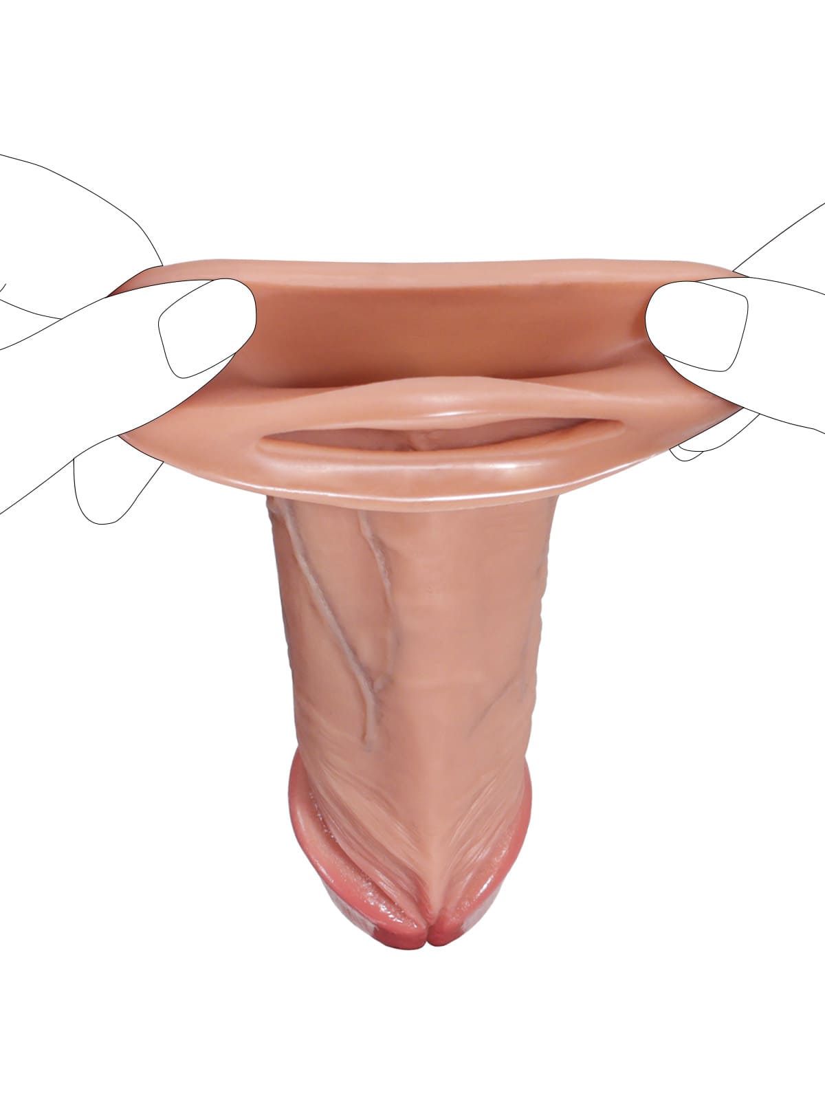 Hugedildo.com Bilford 6-inch Brown Realistic Open Ended Penis Sleeves