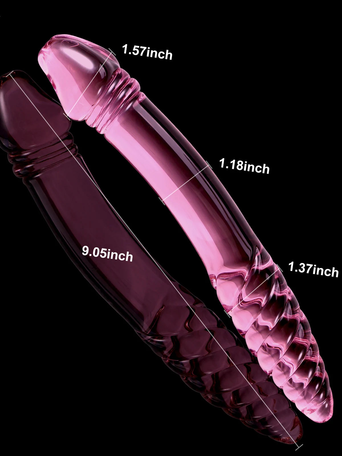 Cole: 9′′ x 1.6′′ Double Head Threaded Glass Dildo