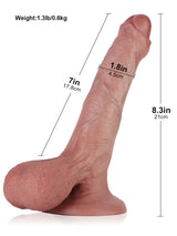 Hugedildo.com Chris 8-inch Uncircumcised Dildo With Swinging Saggy Balls and Metal Keel Bendable
