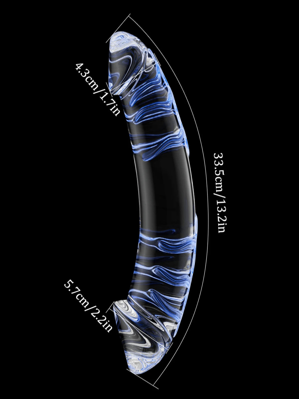 Evan: 11.2′′ x 2.2′′ Large Double-Ended Glass Dildo with Dual Glans Heads