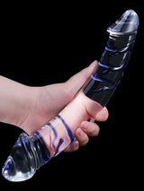 Evan: 11.2′′ x 2.2′′ Large Double-Ended Glass Dildo with Dual Glans Heads