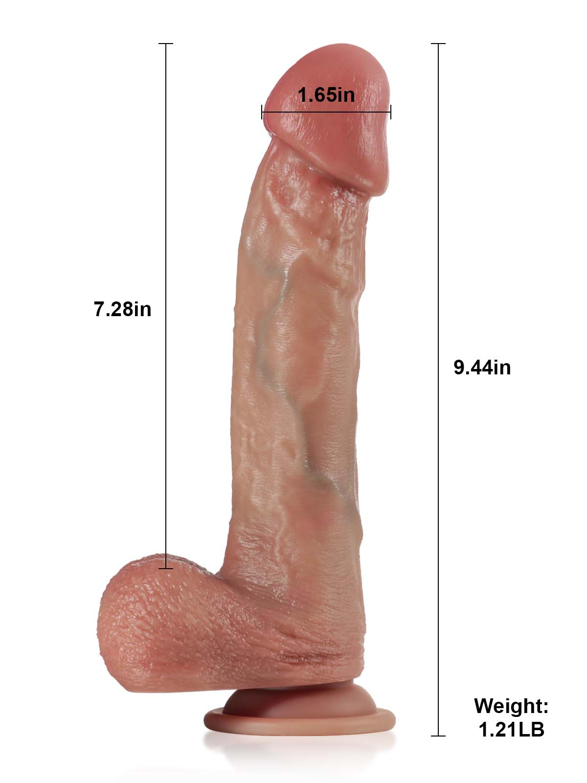 Hugedildo.com Richard 9-inch Thrusting Pulsating Mushroom Head Glans Dildo