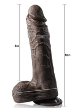 Hugedildo.com Grey 10-inch Black 7 Modes Thrusting and 3 Modes Vibrating Dildo