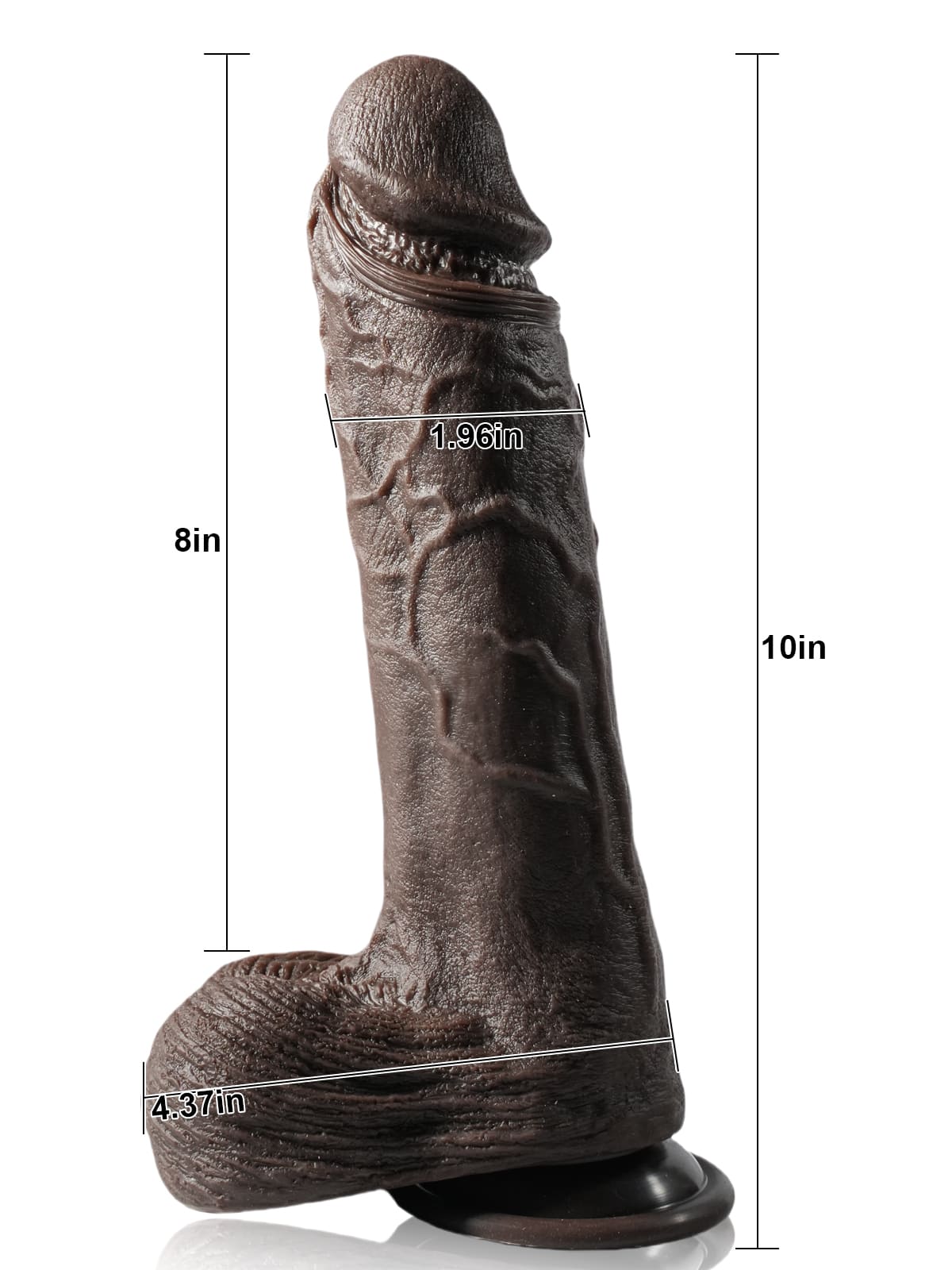 Hugedildo.com Grey 10-inch Black 7 Modes Thrusting and 3 Modes Vibrating Dildo