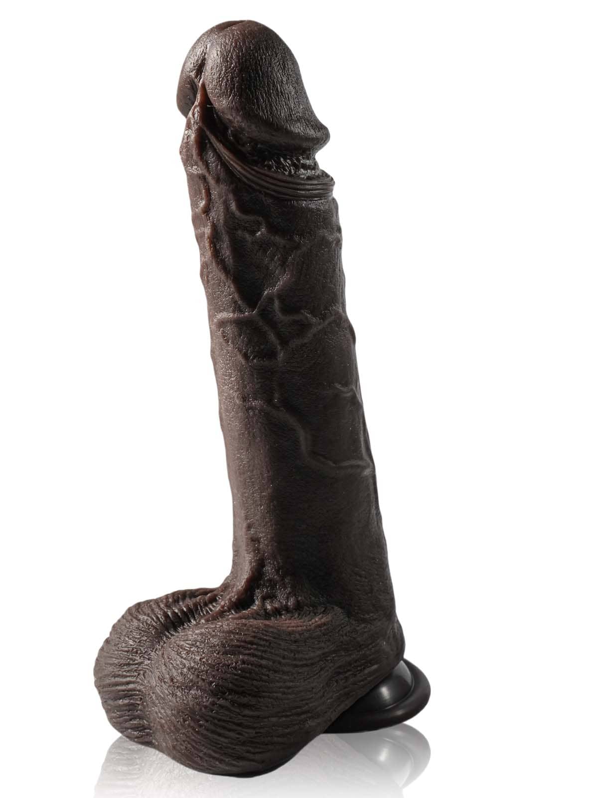Hugedildo.com Grey 10-inch Black 7 Modes Thrusting and 3 Modes Vibrating Dildo