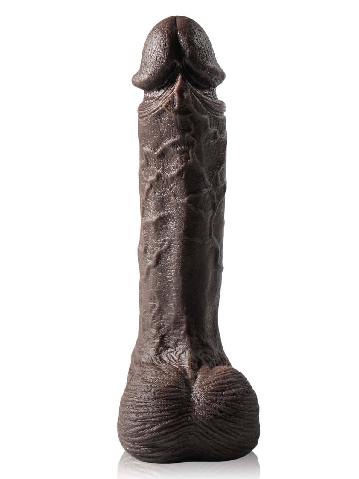 Hugedildo.com Grey 10-inch Black 7 Modes Thrusting and 3 Modes Vibrating Dildo