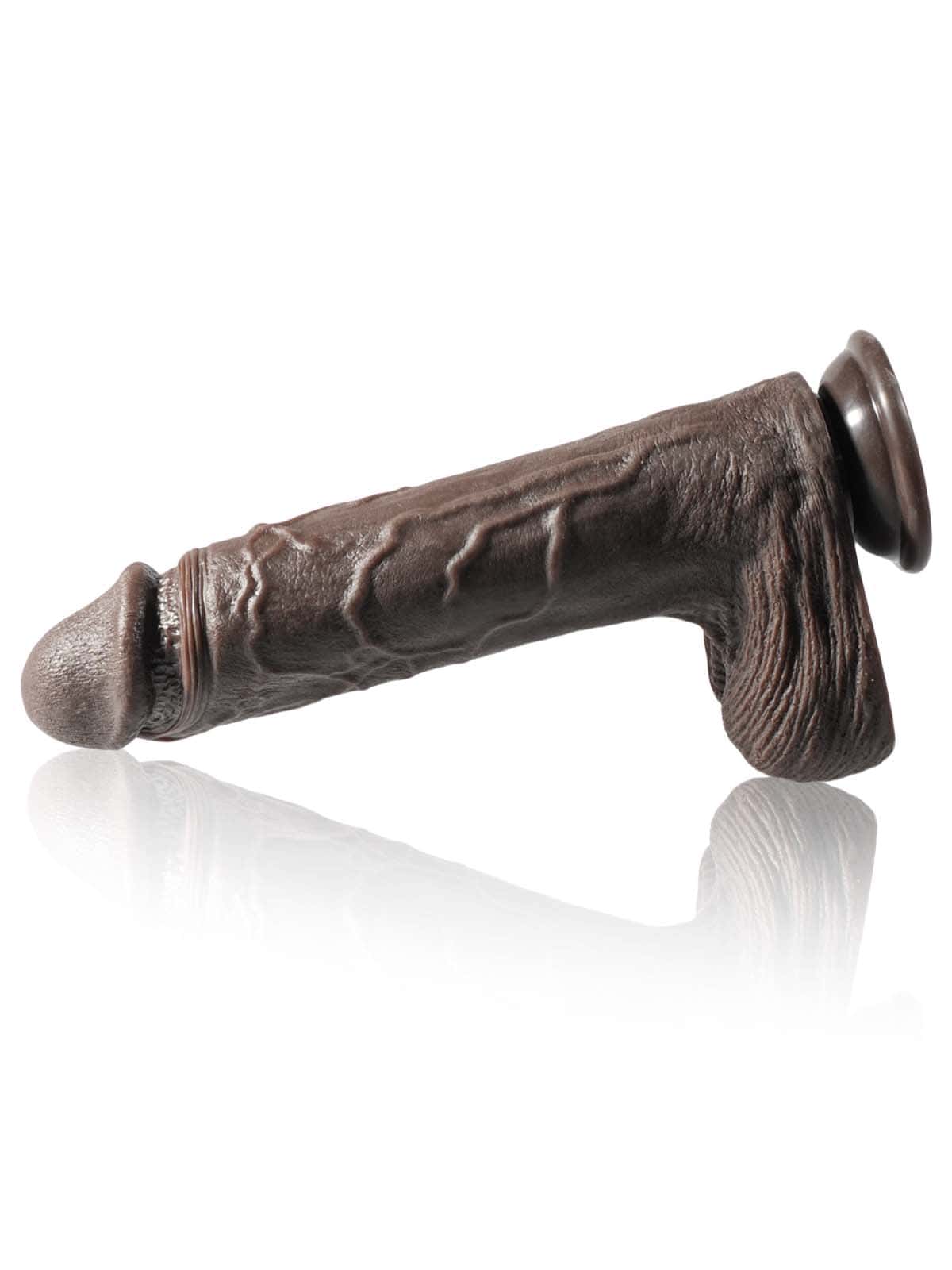 Hugedildo.com Grey 10-inch Black 7 Modes Thrusting and 3 Modes Vibrating Dildo