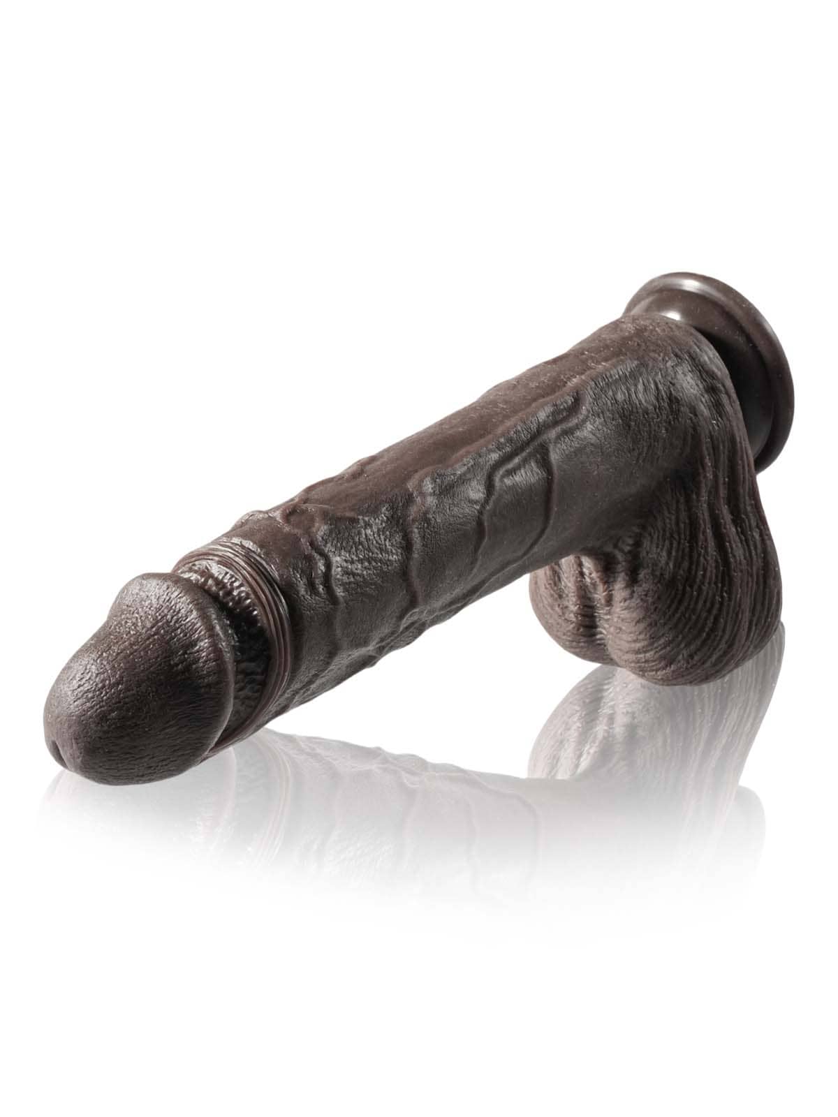 Hugedildo.com Grey 10-inch Black 7 Modes Thrusting and 3 Modes Vibrating Dildo