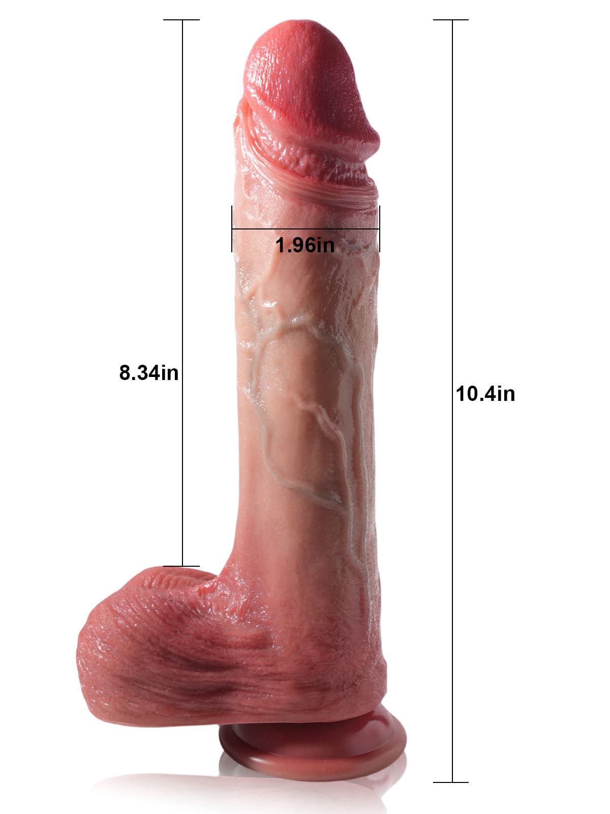 Hugedildo.com Grey 10-inch Flesh 7 Modes Thrusting and 3 Modes Vibrating Dildo