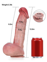 Hugedildo.com Jack 13-inch XXL Size G Spot Flesh Curved Dildo With Metal Keel Bendable
