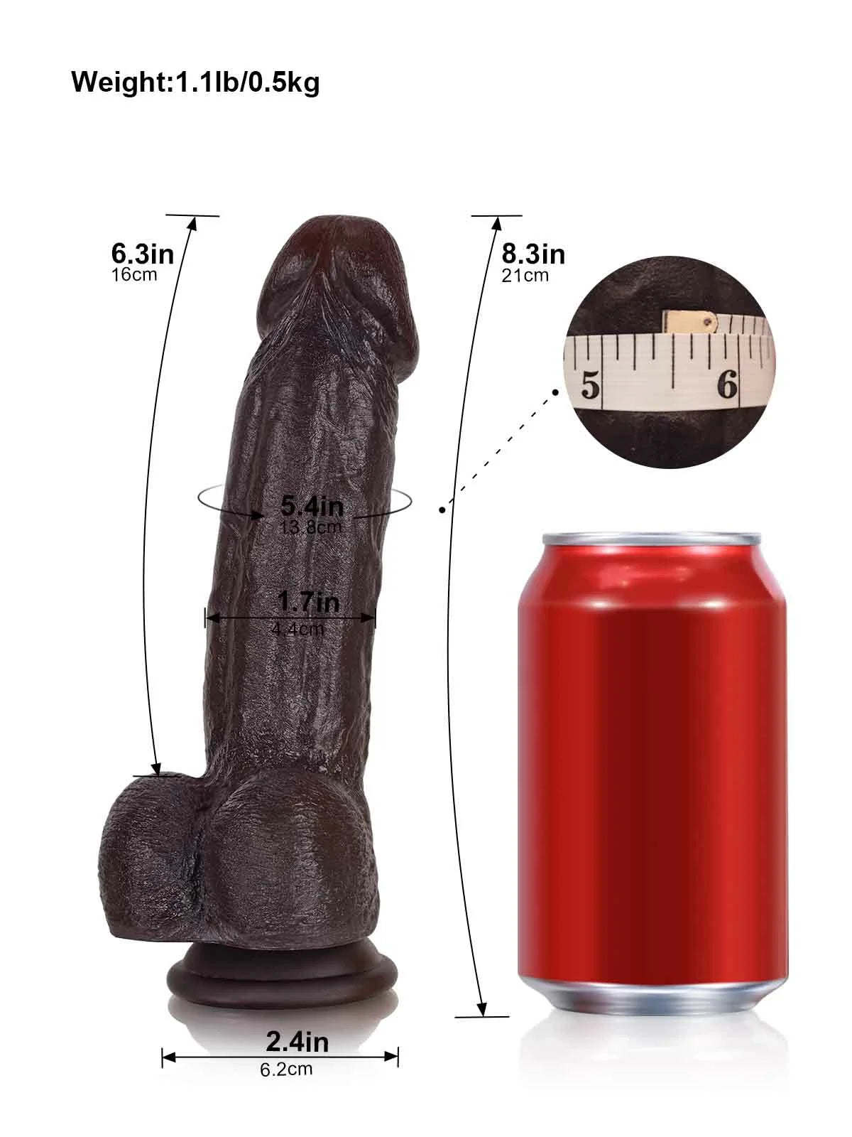 Hugedildo.com Jake 8-inch G Spot Flesh Curved Dildo With Metal Keel Bendable