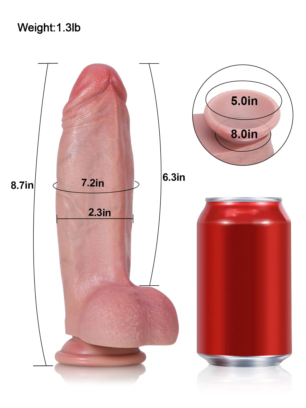 Hugedildo.com Jorge 9-inch Realistic Soft Flesh Like Thick Short Fat Dildo