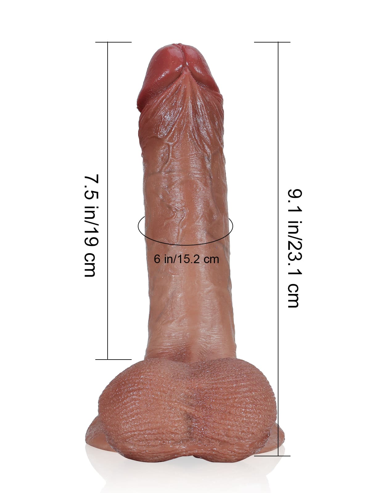 Hugedildo.com Kevin 9-inch Brown Ultra Realistic Dildo With Hanging Moving Balls