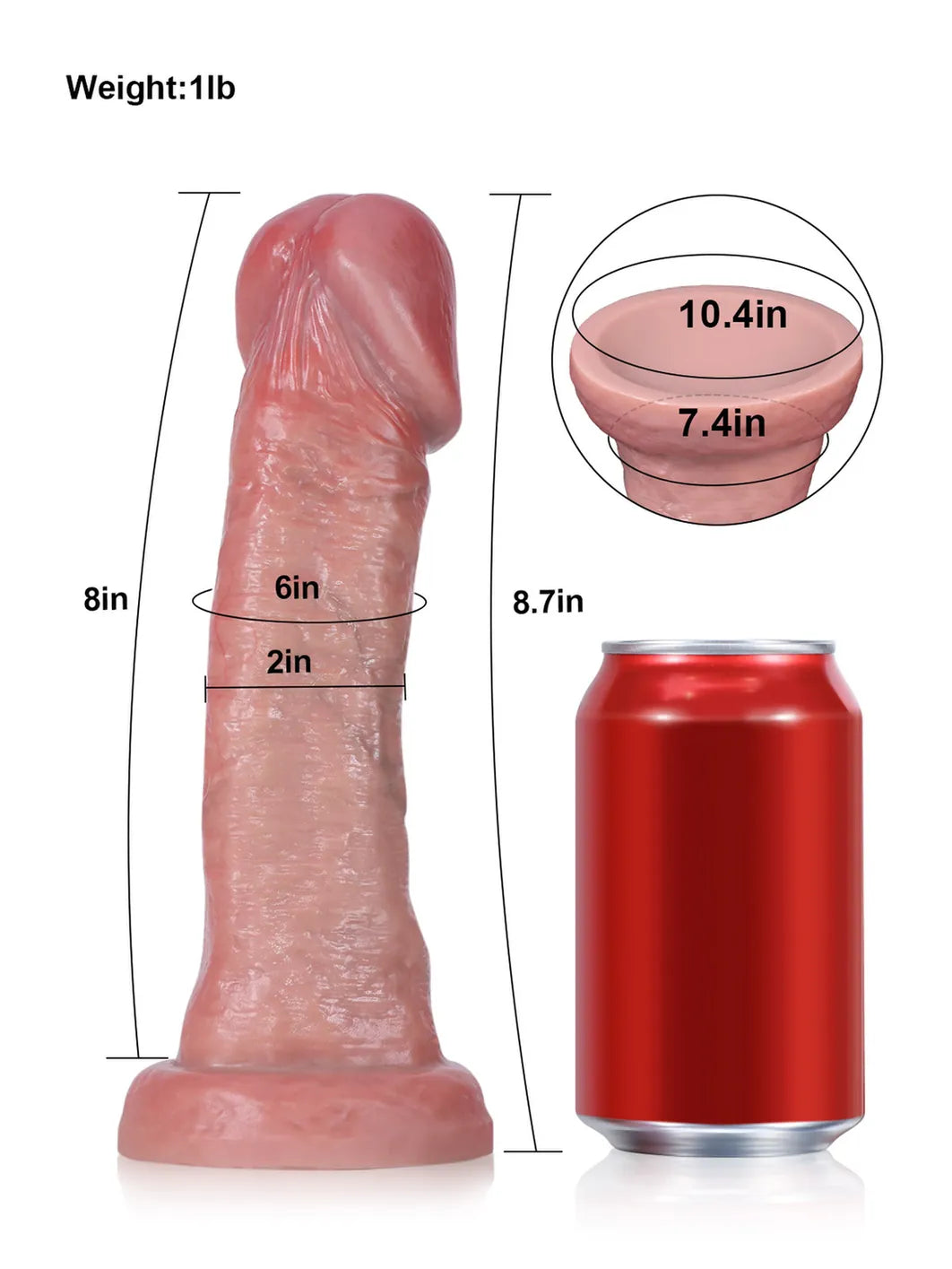 Hugedildo.com Lawyer 9-inch Realistic Soft Dildo No Balls Big Mushroom Head