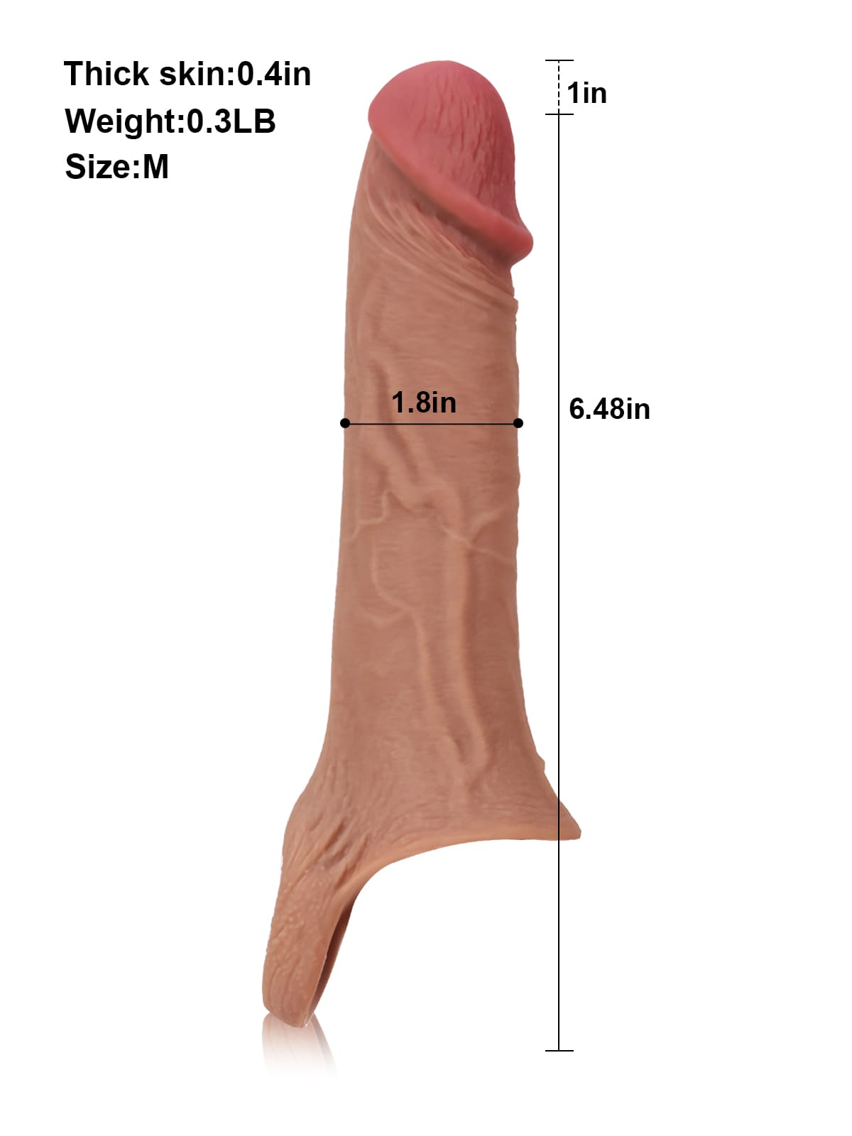 Hugedildo.com Jim 8-inch Perfect Length Girth M L Size Penis Sleeve With Ejaculatory Hole