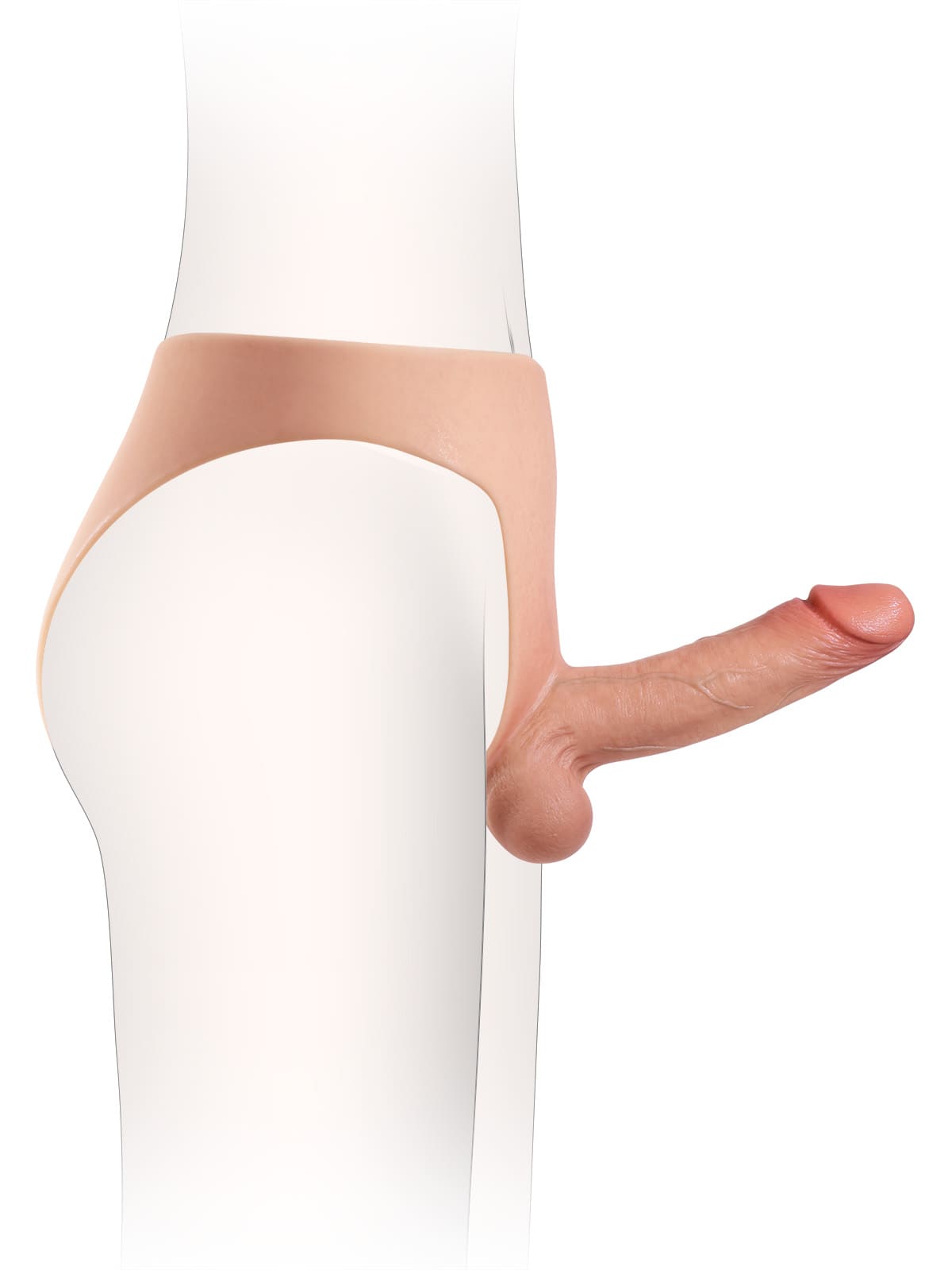 Hugedildo.com Oscar 7-inch Wearable Solid Shaft Soft Balls Silicone Strap-On Dildo For Lesbian Couples