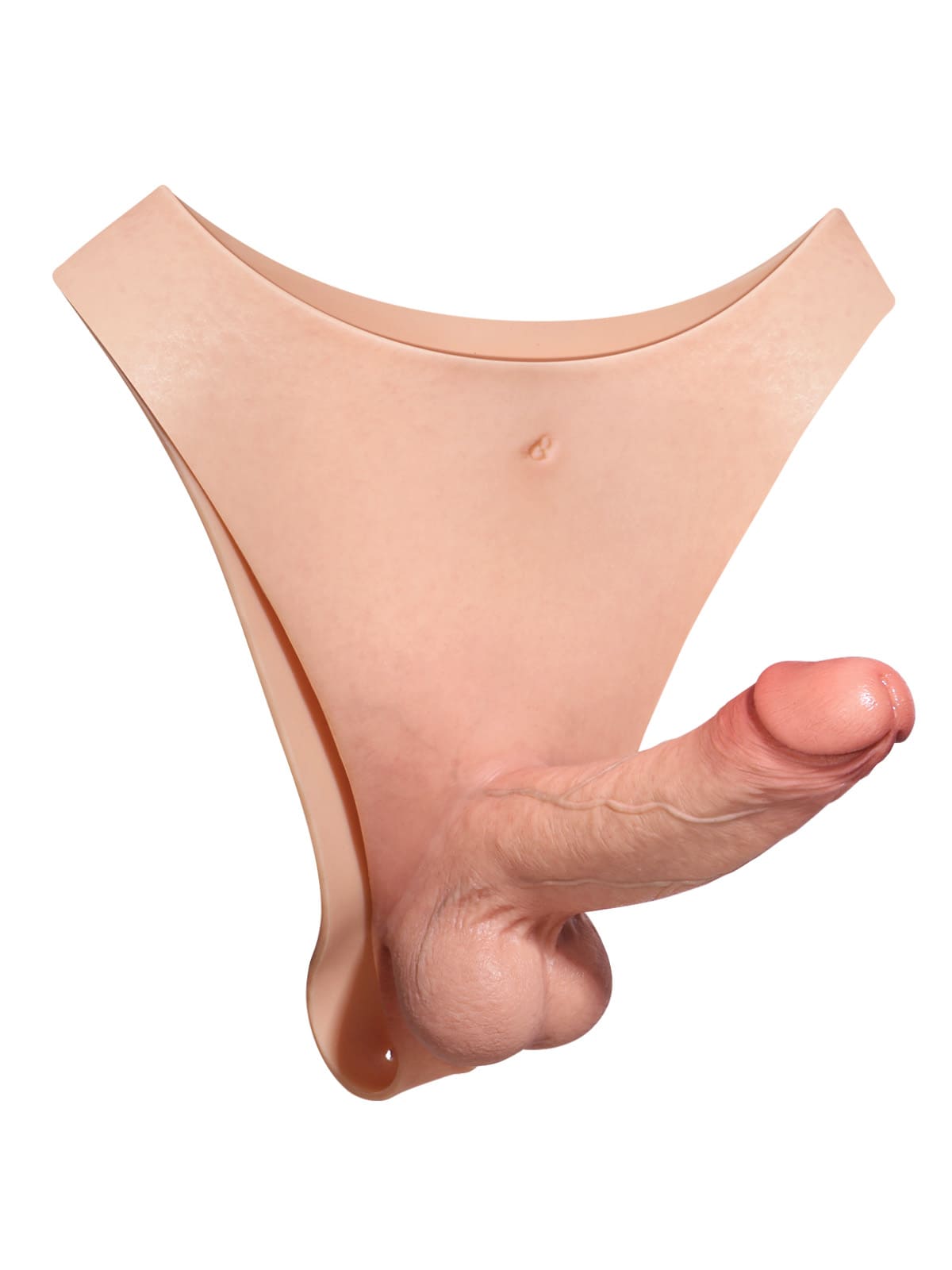 Hugedildo.com Oscar 7-inch Wearable Solid Shaft Soft Balls Silicone Strap-On Dildo For Lesbian Couples