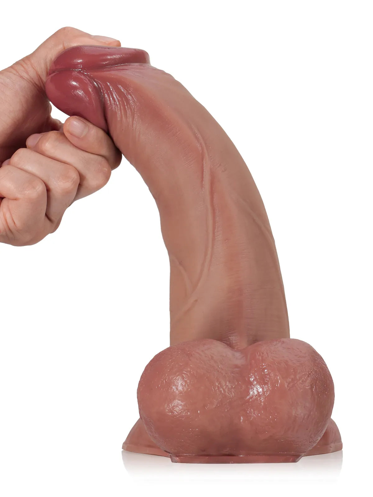 Hugedildo.com Patriot 9-inch Brown Sliding Skin Vac-U-Lock Dildo With Moving Balls and Suction Cup