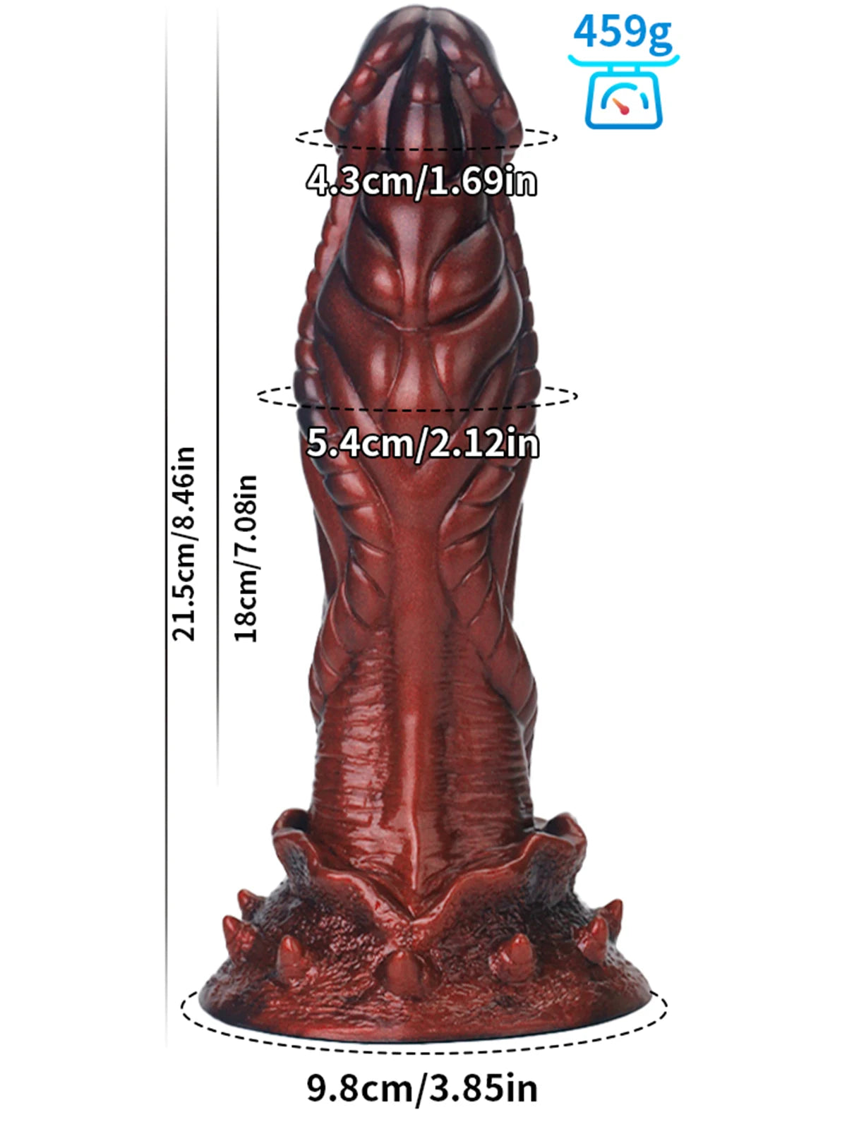 Pyron: 8.4″ x 2.1″ Brown Silicone Fantasy Textured Monster Dildo