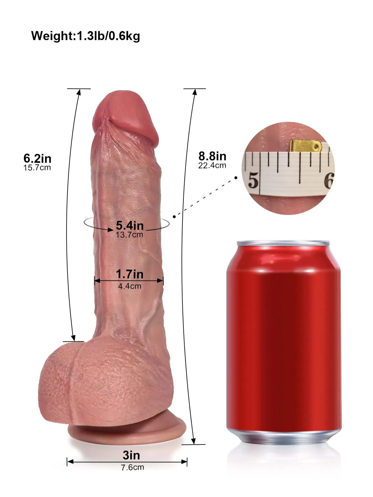 Hugedildo.com Roman 9-inch Fast Thrusting Vibrating Realistic Dildo with Ring Remote