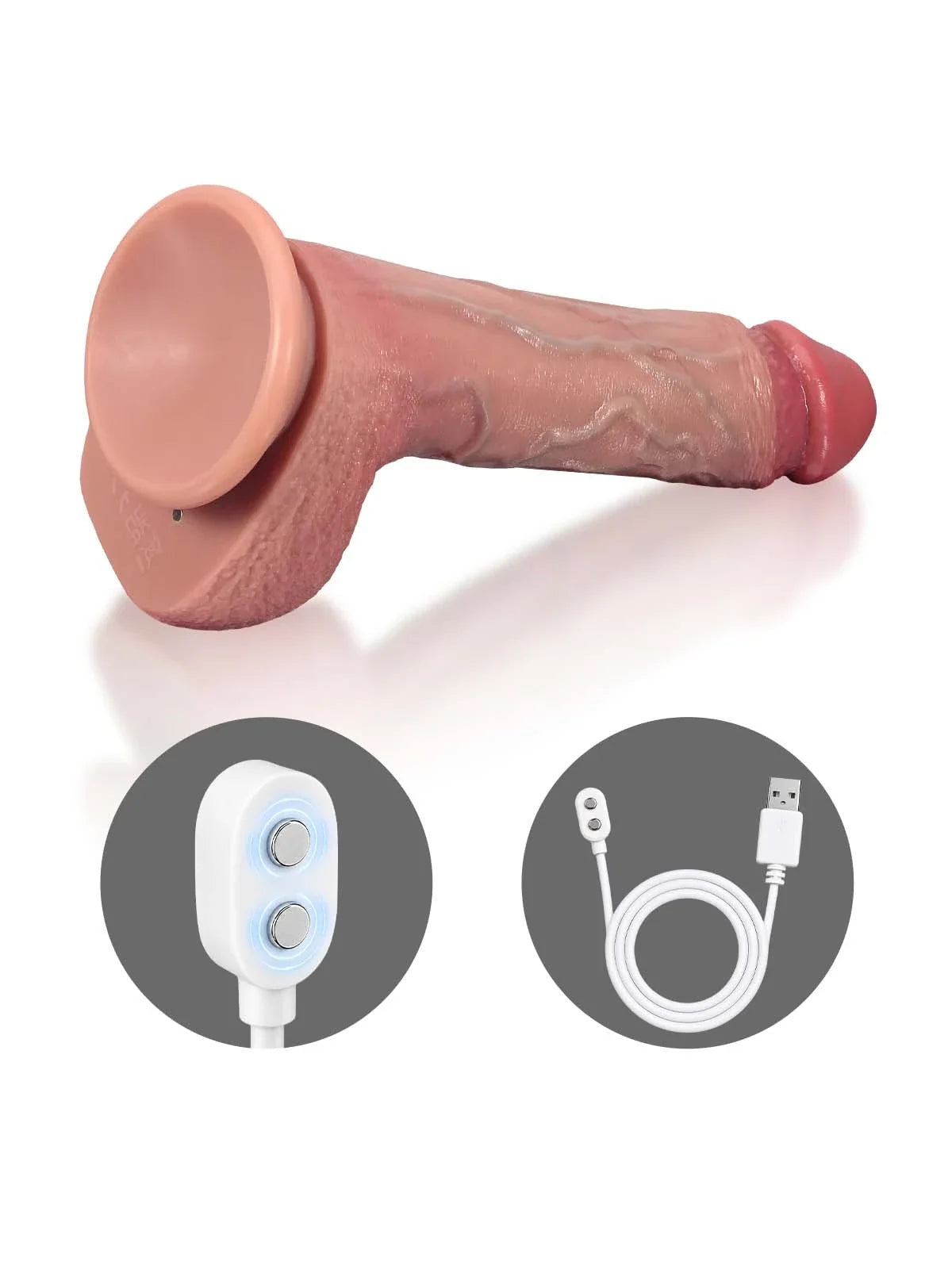 Hugedildo.com Roman 9-inch Fast Thrusting Vibrating Realistic Dildo with Ring Remote