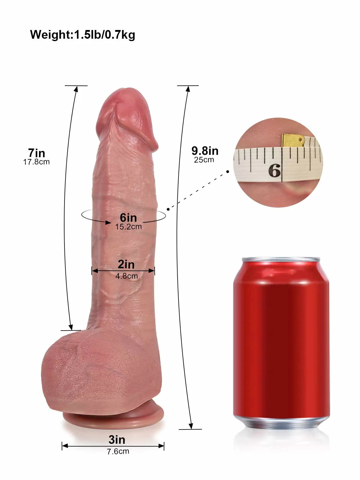 Hugedildo.com Dominic 10-inch Realistic Dildo with Full Shaft and Angled Head