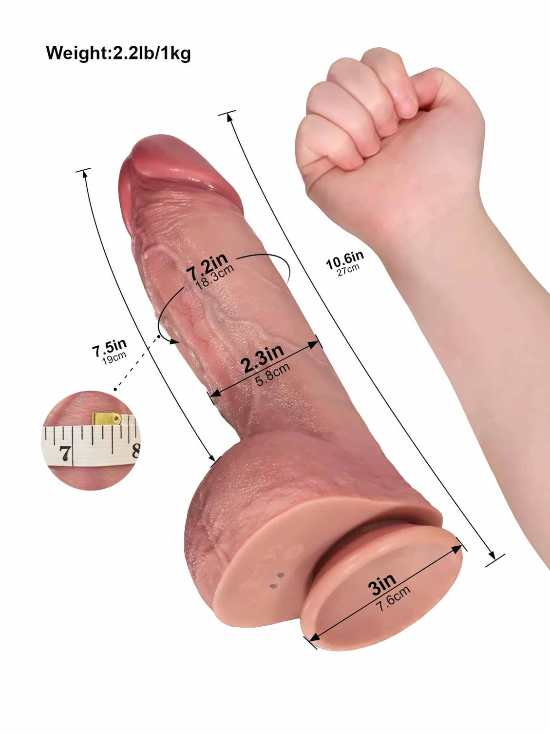 Hugedildo.com Marcus 11-inch Thrusting Vibrating Heating Realistic Dildo with Thick Middle