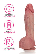 Hugedildo.com Marcus 11-inch Thrusting Vibrating Heating Realistic Dildo with Thick Middle
