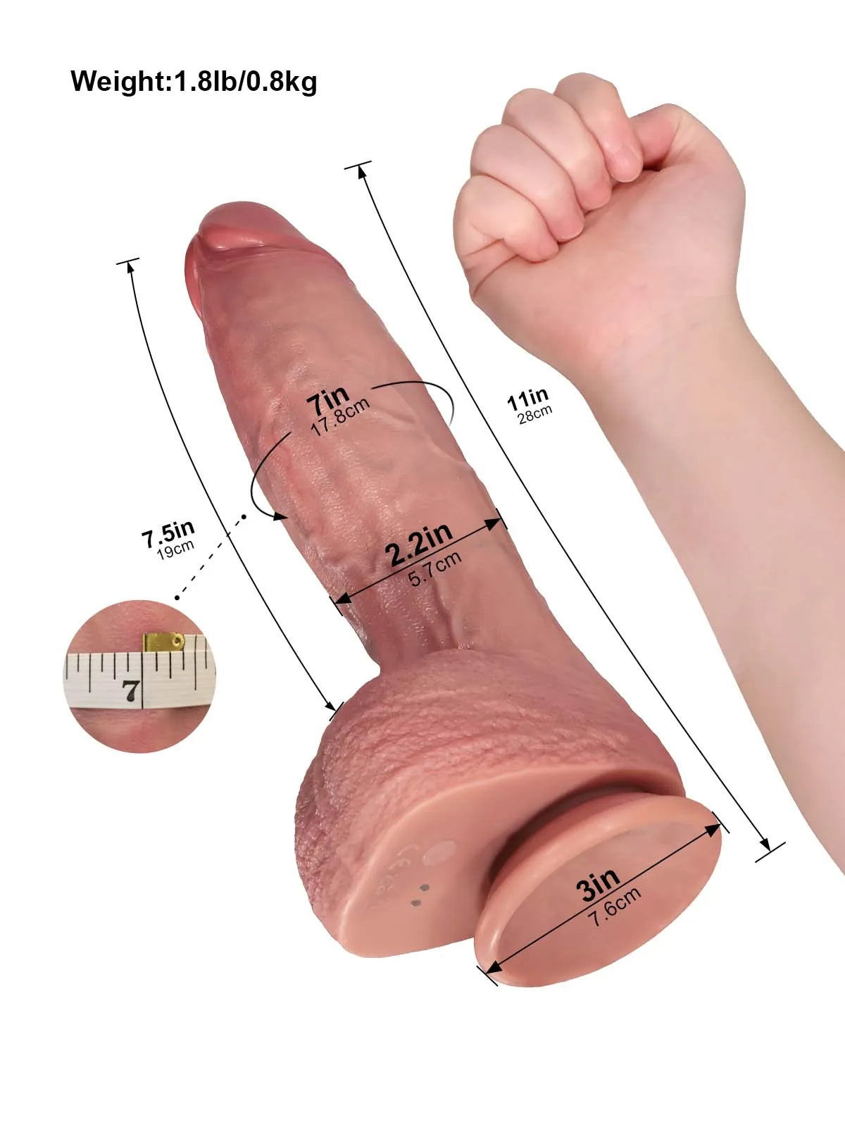 Hugedildo.com Vincent 11-inch Hands-Free Realistic Thrusting Dildo with Ring Remote and Vibration