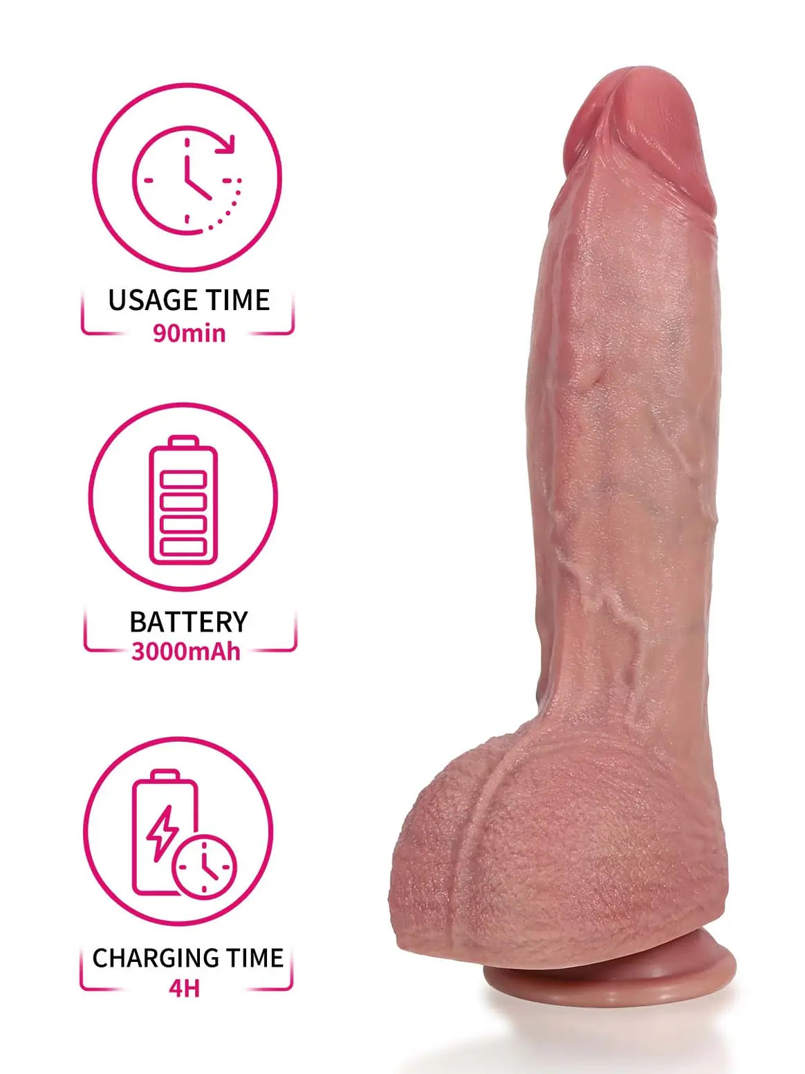 Hugedildo.com Vincent 11-inch Hands-Free Realistic Thrusting Dildo with Ring Remote and Vibration