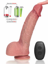 Hugedildo.com Elias 11-inch Flesh Thrusting Vibrating Heating Dildo with Mushroom Glans