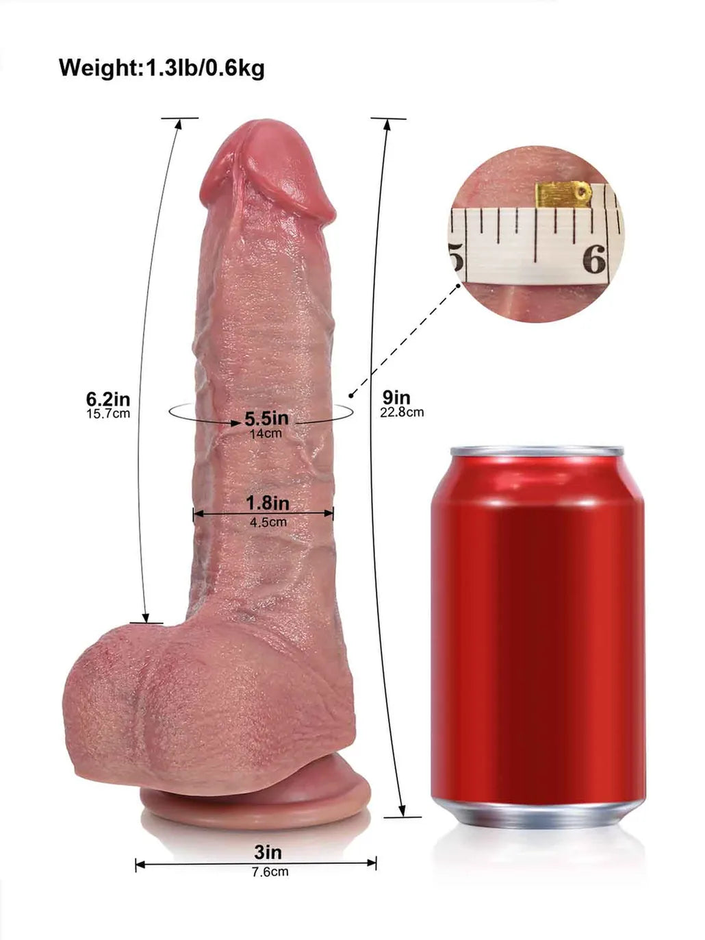 Hugedildo.com Axel 9-inch Ultra Realistic Thrusting Vibrating Heating Dildo with Raised Veins