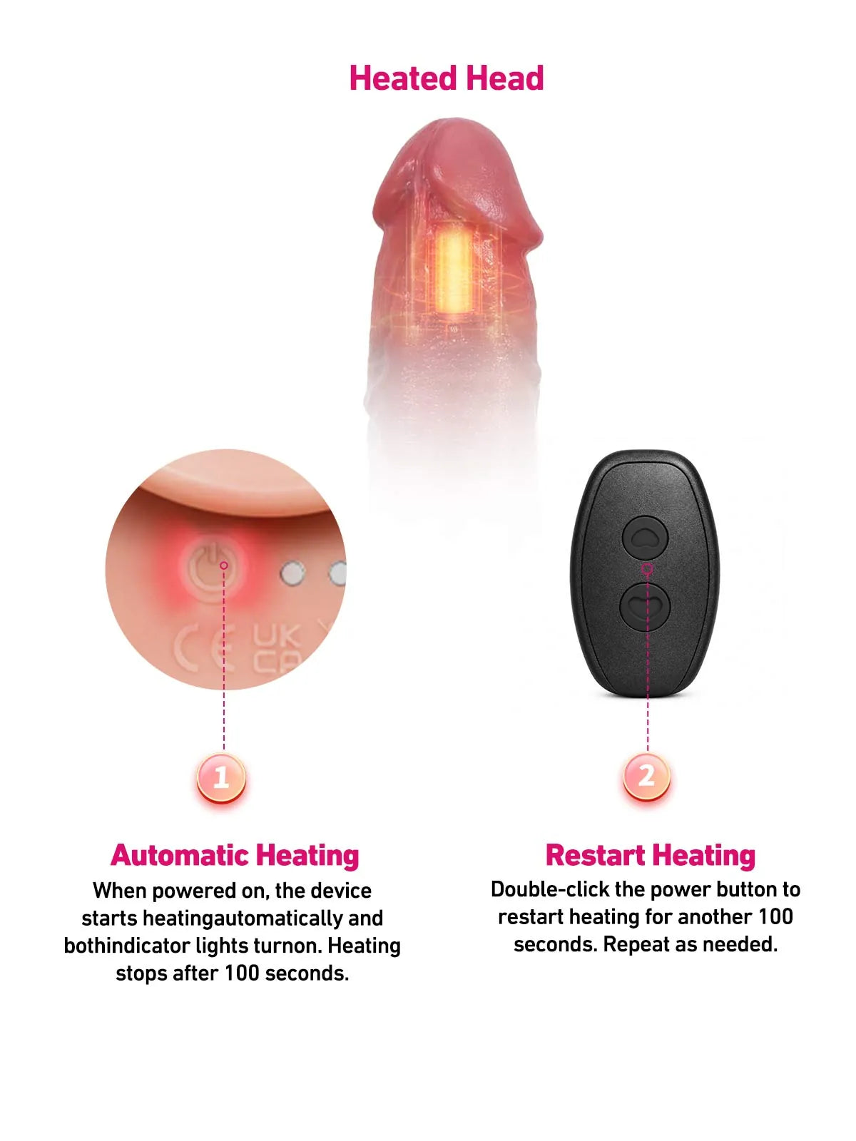 Hugedildo.com Drake 9-inch Lifelike Thrusting Vibrating Dildo with Mushroom Head and Ring Remote