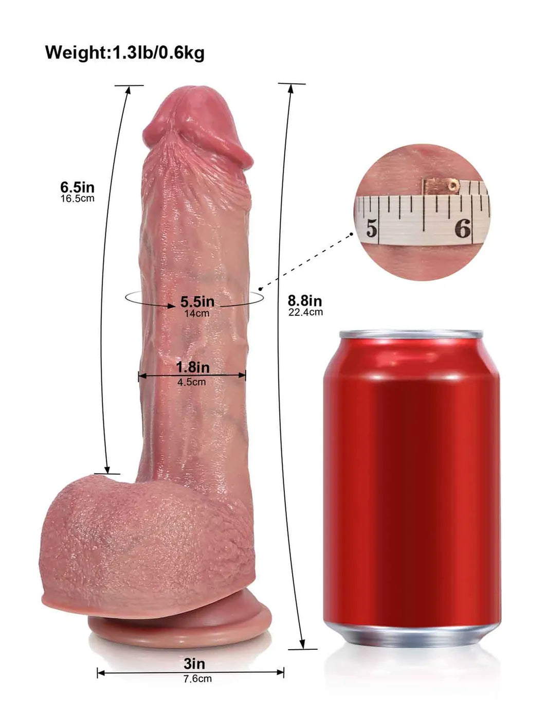 Hugedildo.com Leon 9-inch Soft Thrusting Realistic Dildo with Heating and Vibration