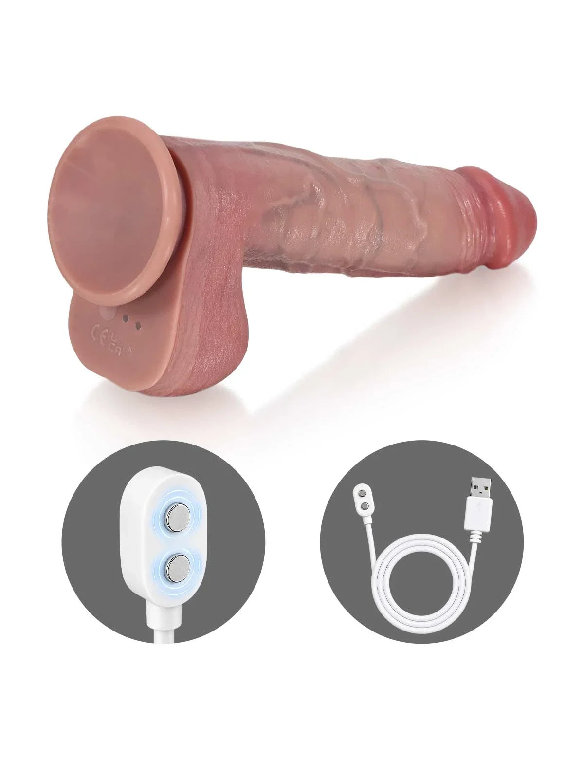Hugedildo.com Marco 10-inch Waterproof Thrusting Vibrating Realistic Dildo with Ring Remote