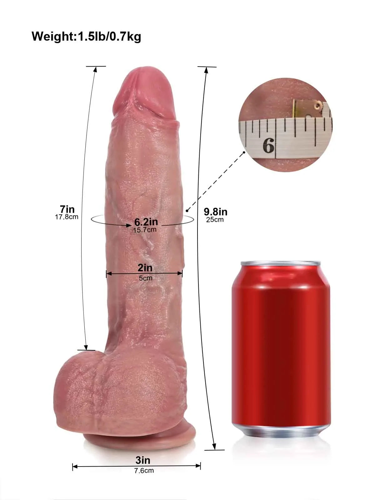 Hugedildo.com Dante 10-inch Uncut Waterproof Realistic Thrusting Vibrating Heating Dildo