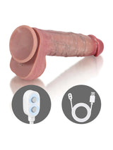 Hugedildo.com Nico 10-inch Thrusting Vibrating Realistic Dildo with Hanging Balls and Ring Remote