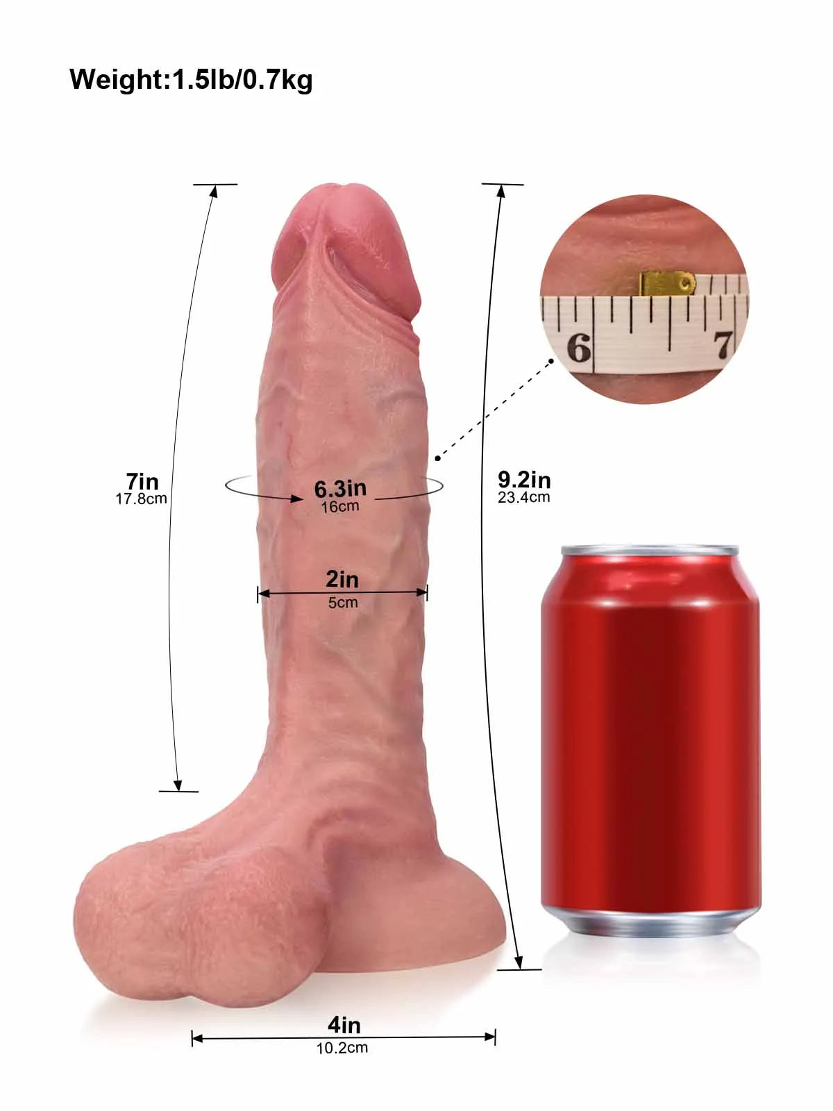 Hugedildo.com Logan 9-inch Large Glans Realistic Dildo with Defined Ridge