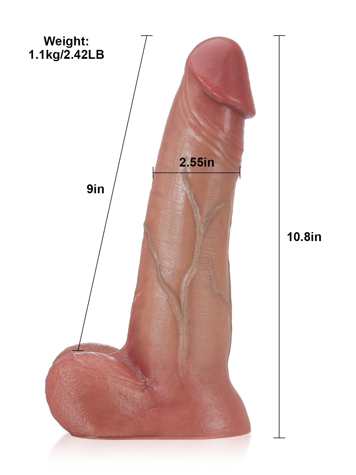Hugedildo.com Raptor 11-inch Huge Thick Sliding Skin Vac-U-Lock Dildo With Moving Balls and Suction Cup