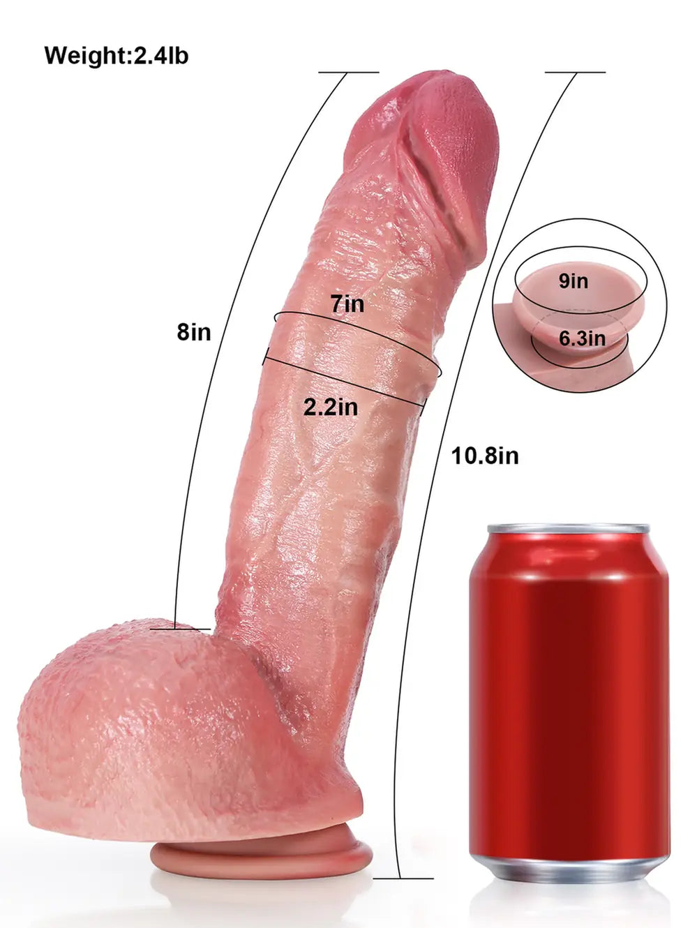 Hugedildo.com Rockwell 11-inch XL Size Large Thick Realistic Dildo With Metal Keel
