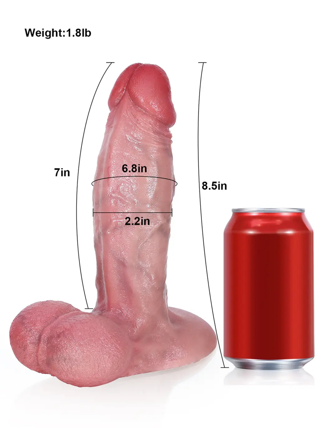 Hugedildo.com Ross 9-inch Tapered Curved Dildo with Raised Ridge and Veins