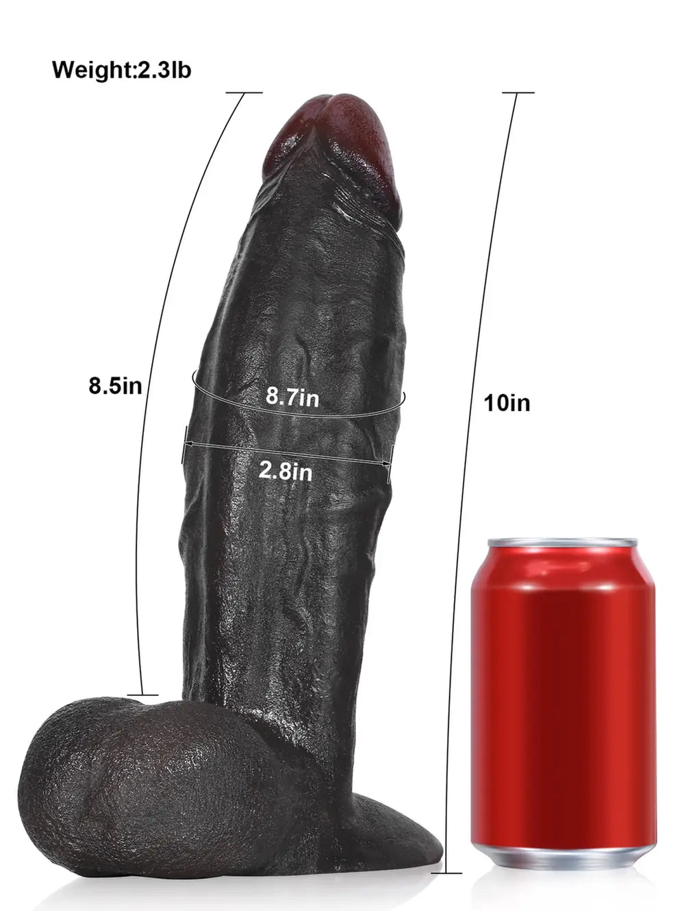 Hugedildo.com Dragon 10-inch Extra Thick Black Dildo With Swinging Balls and Vac U Lock Suction Cup XL