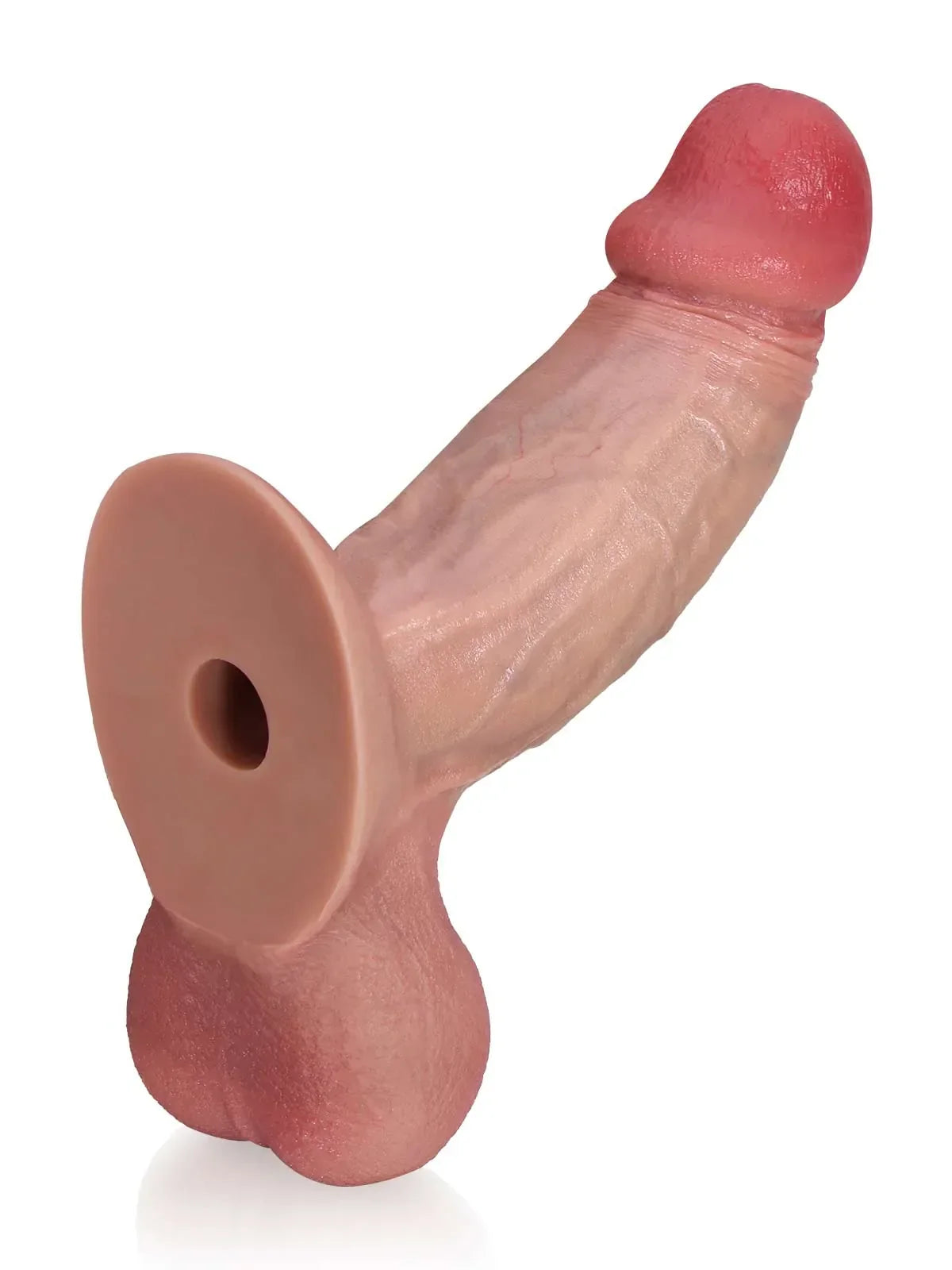 Hugedildo.com Greg 8-inch Tapered Curved Dildo with Raised Ridge and Veins Vac U Lock Suction Cup