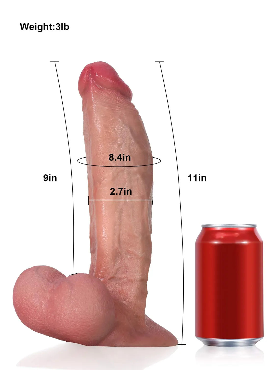 Hugedildo.com Legolas 11-inch Extra Thick Dildo With Swinging Balls and Vac U Lock Suction Cup