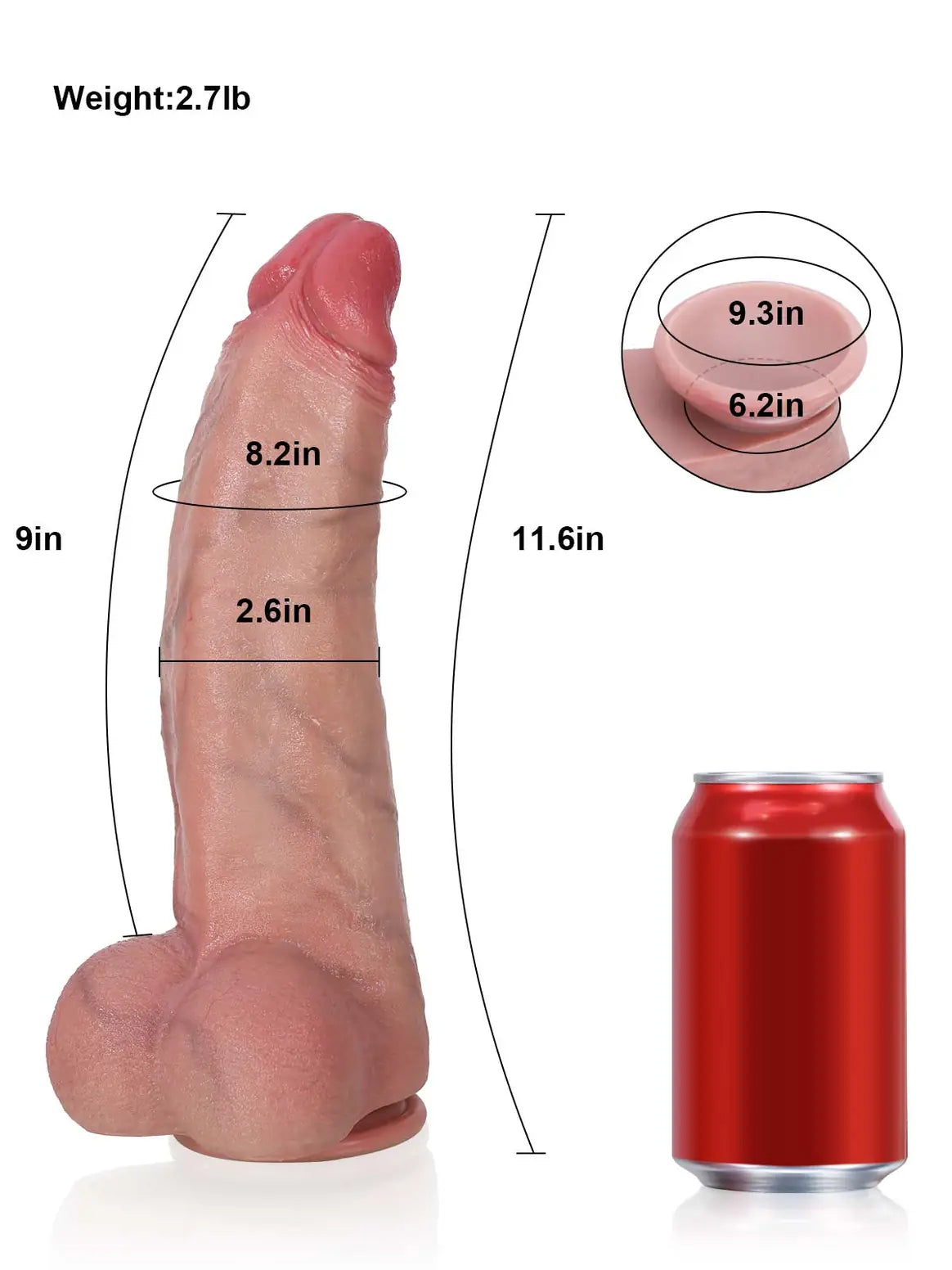 Hugedildo.com Galadriel 12-inch Realistic Soft Flesh Like Hue Thick Short Fat Dildo