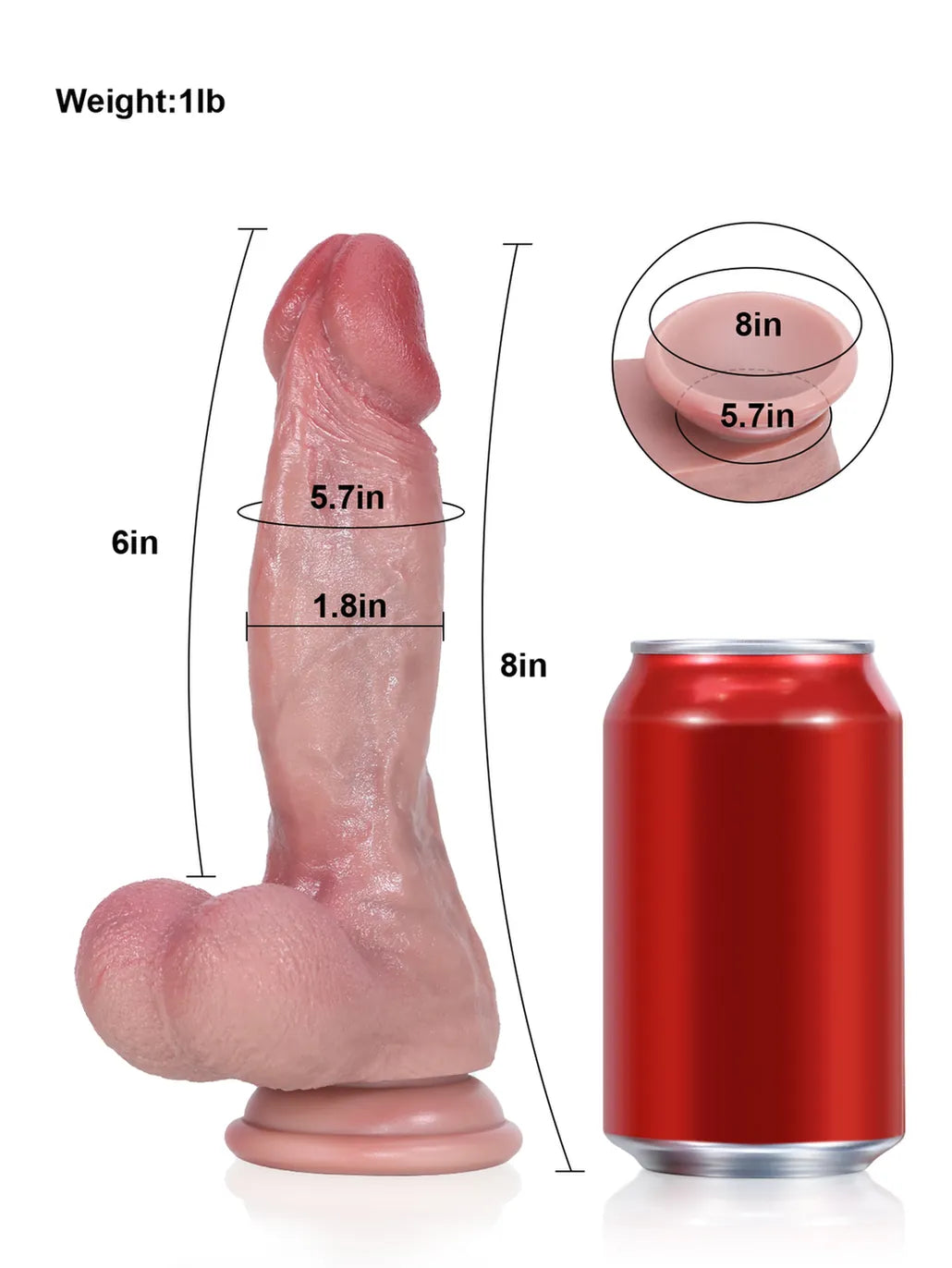 Hugedildo.com Josh 8-inch Unique Mid-Thick Dildo with Flexible Shaft and Veins